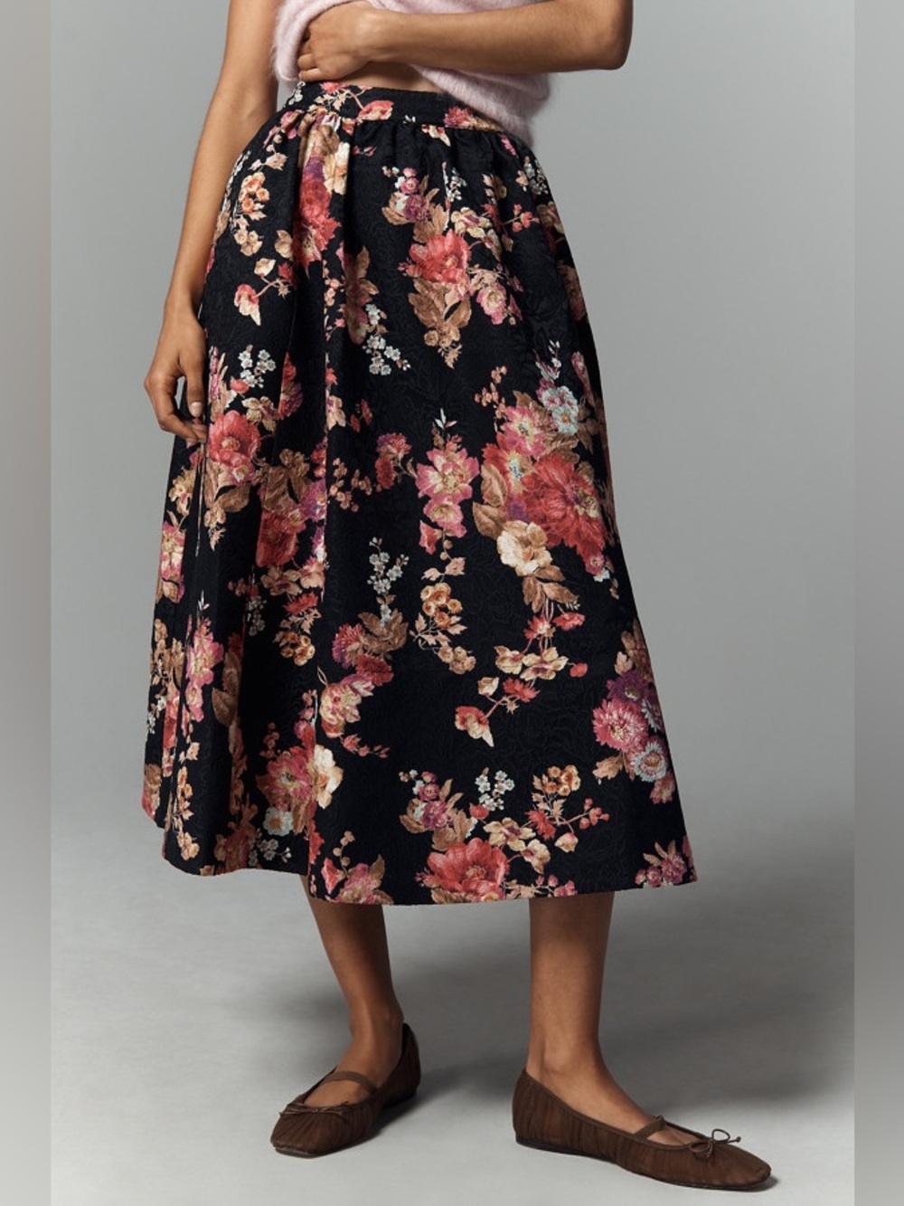 Anthropologie Maeve Jacie Floral Jacquard Midi Skirt NEW - Picture 6 of 12